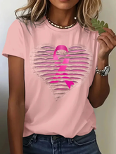 Sensibilisation au cancer du sein pour femmes T-shirt décontracté imprimé ruban rose